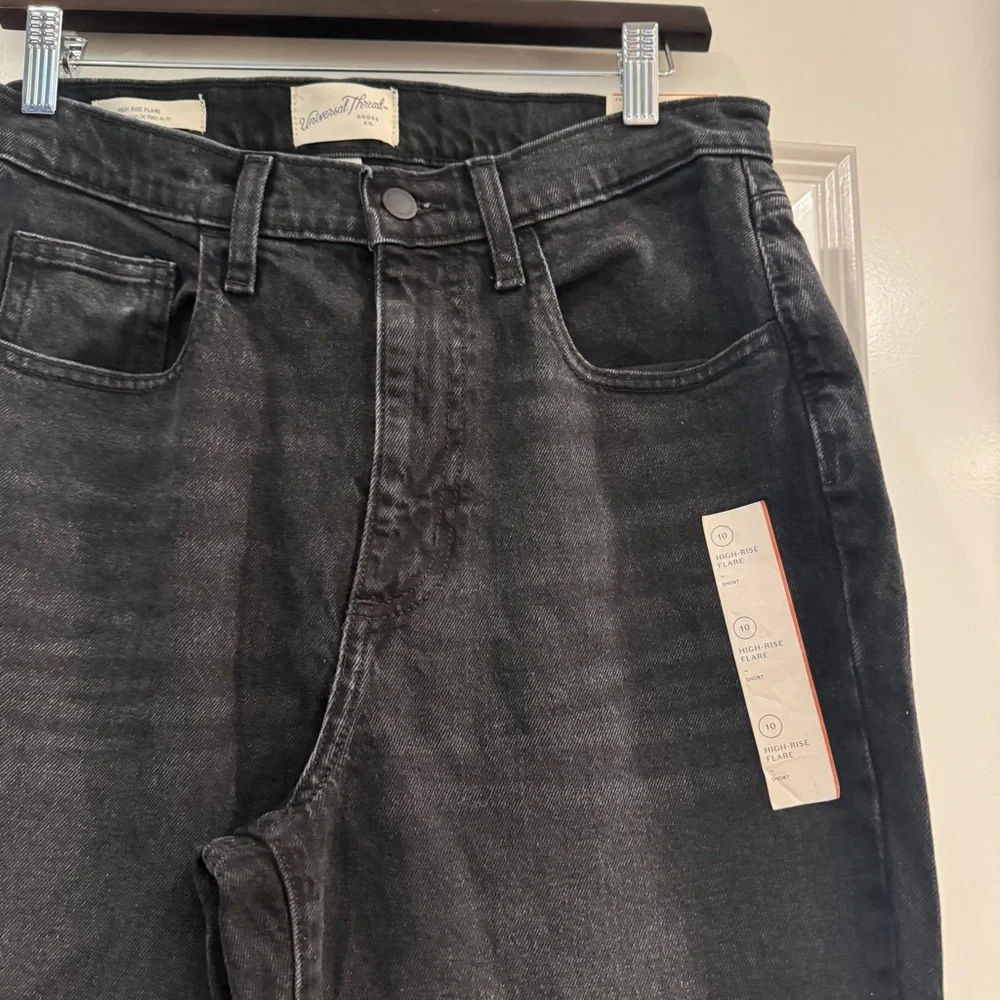 Universal Thread High Rise Flare Pants Black Jeans Size 10 /S Short New NWT - Picture 5 of 12